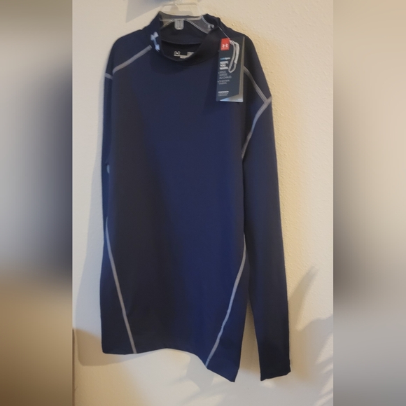 Under Armour Mens Shirt Size Medium Compressio Coldgear Activewear Athletic Blue - Picture 4 of 12